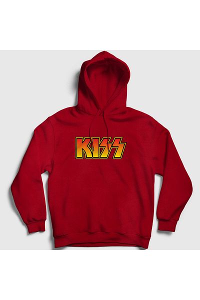 Presmono Унисекс суитшърт с качулка и червено лого Kiss - 91413tt
