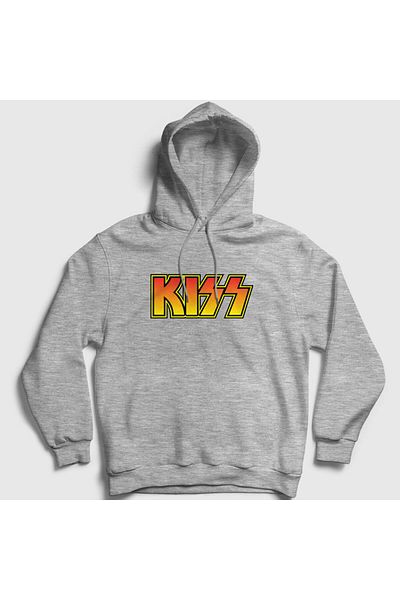 Presmono Φούτερ με λογότυπο Kiss Unisex Grey Hooded - 91413tt
