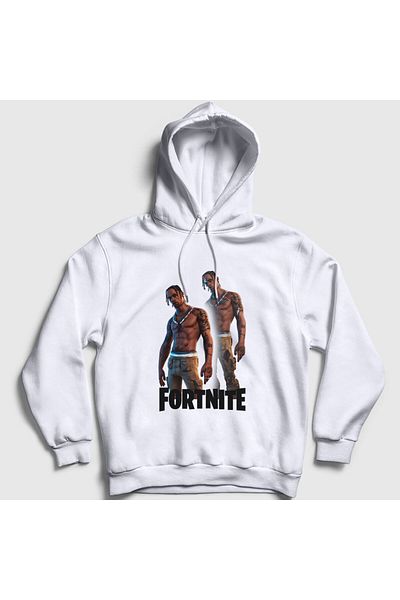 Presmono Λευκό φούτερ με κουκούλα Travis Scott Fortnite Unisex - 122387 ττ