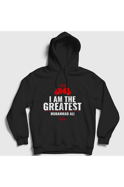 Presmono Μαύρο φούτερ Unisex με κουκούλα Muhammad Ali - 230392 ττ