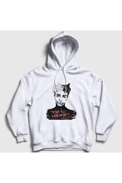 Presmono Φούτερ Unisex White Hate Xxxtentacion με κουκούλα - 47953tt