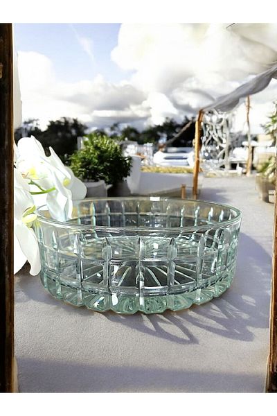 AYZ HOME Square Decorated Cutout Crystal Glass Salad - Tableware Presentation