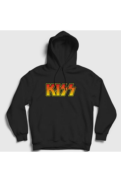 Presmono Μαύρο λογότυπο Kiss Unisex φούτερ με κουκούλα - 91413tt