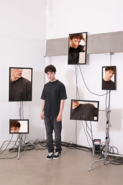 Trendiz Μπλουζάκι Unisex Gothic Angel Washed Anthracite