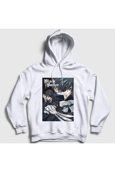 Presmono Φούτερ με κουκούλα με αφίσα Unisex White Kuroshitsuji - 131423 ττ
