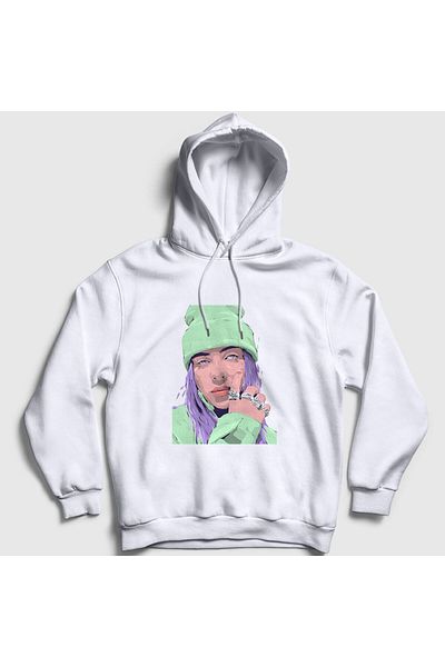 Presmono Φούτερ Billie Eilish Unisex με λευκή κουκούλα - 154377 ττ