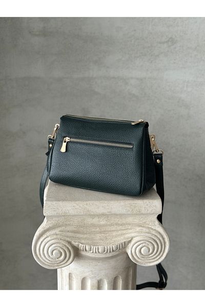 DERKON Genuine Leather Women's Crossbody Bag Amara Model Green Color