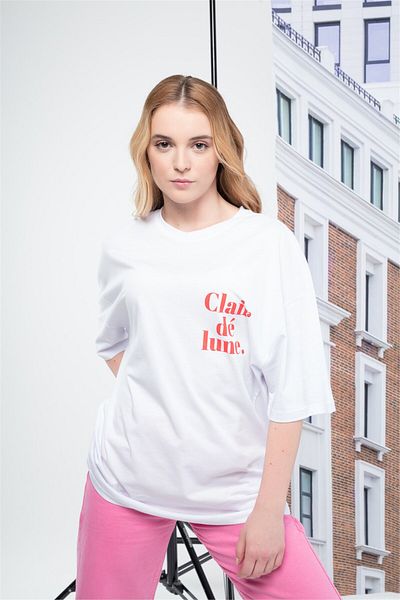 Trendiz Tricou Lune de damă alb