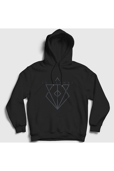 Presmono Φούτερ Unisex Black Fire In Flames με κουκούλα 83880tt