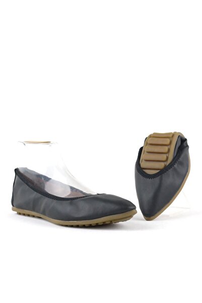 TREND Siyah Sivri Burun Katlanabilir Kadın Babet