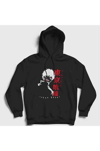 Presmono Унисекс черен суитшърт с качулка и аниме Tokyo Ghoul - 136431tt