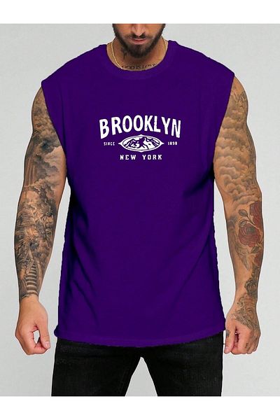 BENROMA 1 προϊόν δώρο για αγορές 6 και άνω Brooklyn New York εμπριμέ αμάνικο μπλουζάκι