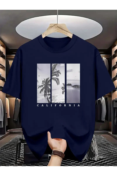 Karatopak تي شيرت كاليفورنيا مطبوع عليه صورة مطبوعة للجنسين برقبة دائرية كبير...