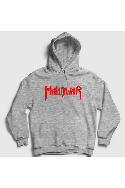 Presmono Φούτερ με κουκούλα Unisex Manowar Grey Logo - 64043tt