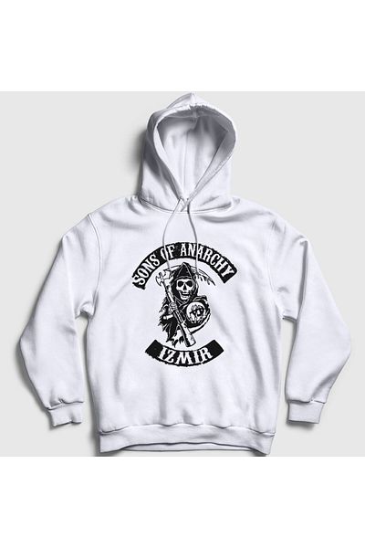 Presmono Unisex Izmir Sons Of Anarchy Λευκό φούτερ με κουκούλα - 215468 ττ