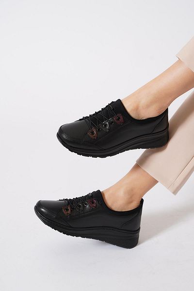 Moda Pie Panoso Capsule Color Women's Genuine Leather Shoes Black Skin