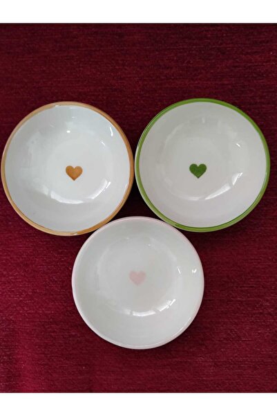 REAY HOME 3'lü Kase Sunum Kasesi Kahvaltılık Sosluk Çerezlik Yeşil Pembe Kahve