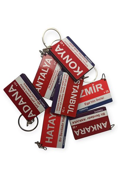 MİRMERRY İzmir Wooden Keychain with Provincial Sign Auto Keychain