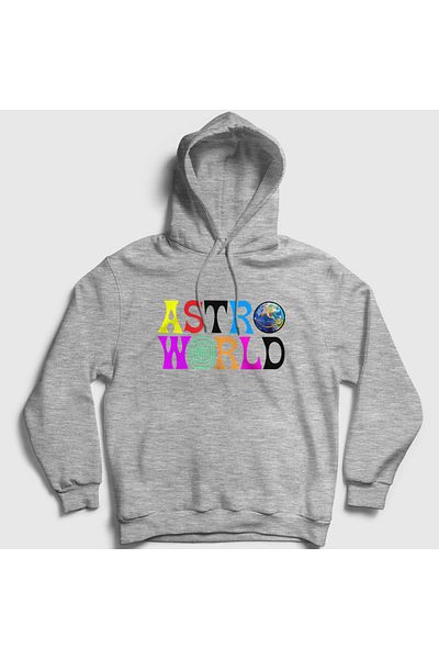 Presmono Φούτερ Astroworld V2 Travis Scott Unisex γκρι με κουκούλα - 44215tt
