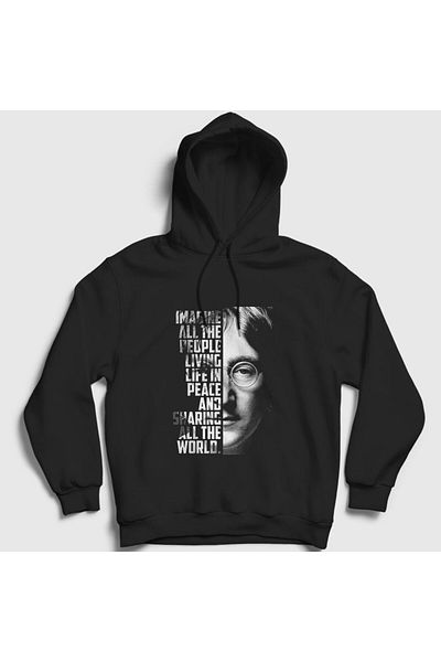 Presmono John Lennon Beatles Hooded Unisex Μαύρο Φούτερ - 35235tt