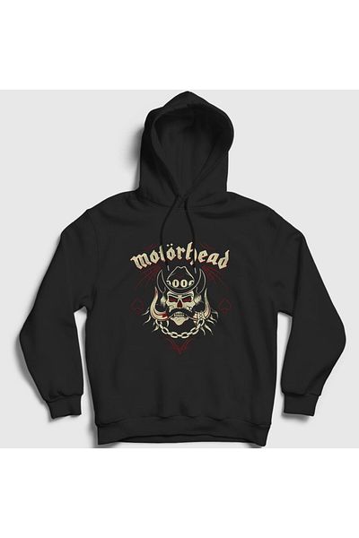 Presmono Унисекс суитшърт с качулка Lemmy Motorhead Black Skull - 69437tt