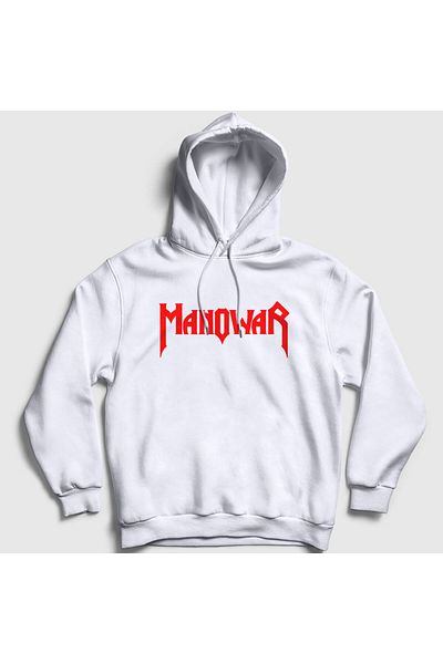 Presmono Φούτερ με λογότυπο Manowar Unisex Λευκή κουκούλα - 64043tt