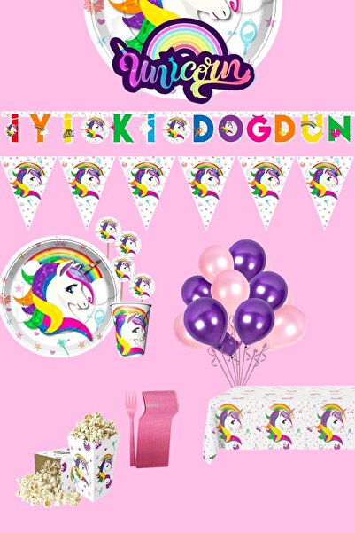Evabrite Unicorn Set complet pentru 32 de persoane pentru petrecerea de anive...