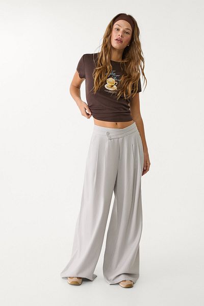 Stradivarius Flowing linen blend trousers with darts