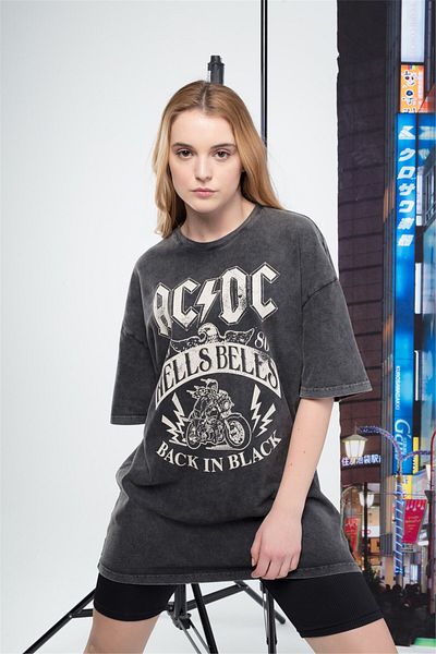 Trendiz Дамска тениска Ac/dc цвят антрацит