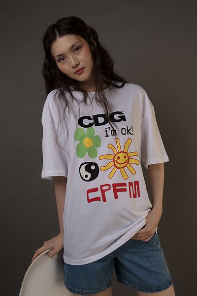 Trendiz Unisex Cdg Είμαι εντάξει! Λευκό Tshirt Cpfm