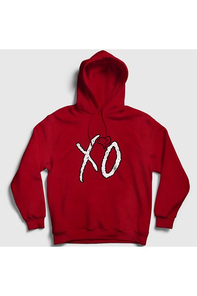 Presmono Унисекс суитшърт с качулка Xo The Weeknd червен - 159407tt