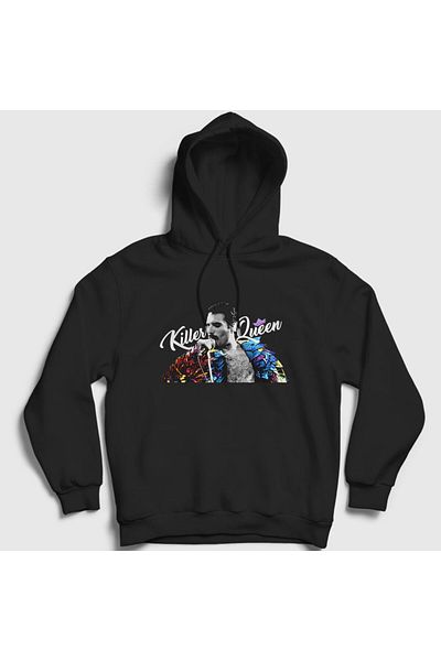 Presmono Unisex Μαύρο Freddie Mercury Killer Queen φούτερ με κουκούλα - 34427tt
