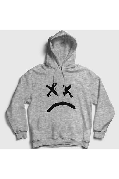 Presmono Γκρι Unisex Lil Peep Sad Face Hooded φούτερ - 38097tt