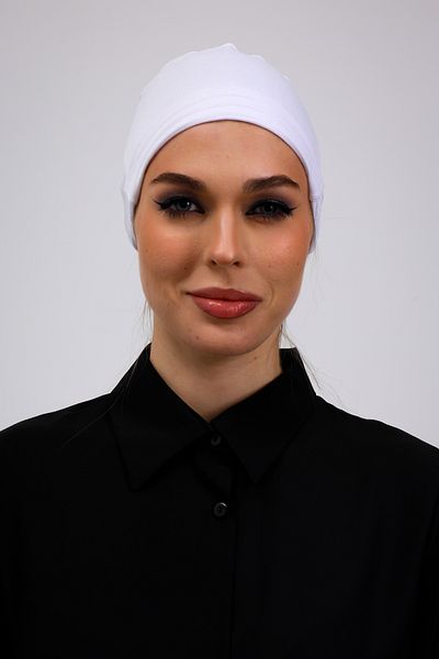 Loggia White Bonnet - Silicone Non-Slip Seamless Hijab Tie