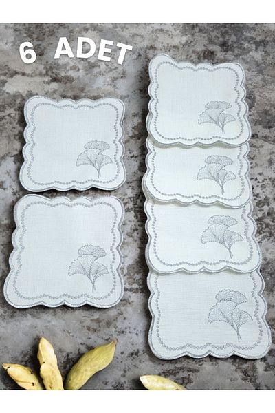 Tosyalı Burak Bebe Presentation Napkin, Cocktail Napkin, Coffee Side Presentation Holder, Cup Pad 6 Pieces Presentation Napkin