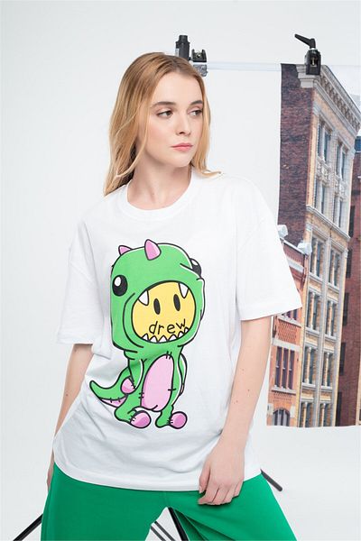 Trendiz Tricou Drew Oversize pentru damă, alb