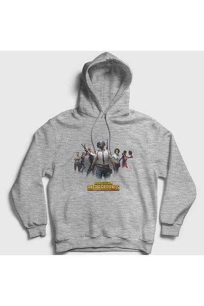 Presmono Φούτερ Unisex με γκρι κουκούλα Pubg Team - 30839tt