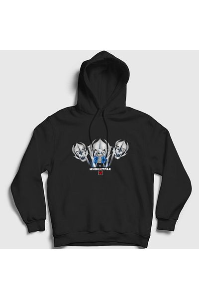 Presmono Унисекс суитшърт с качулка Undertale Gaster Blasters, черен - 32246tt