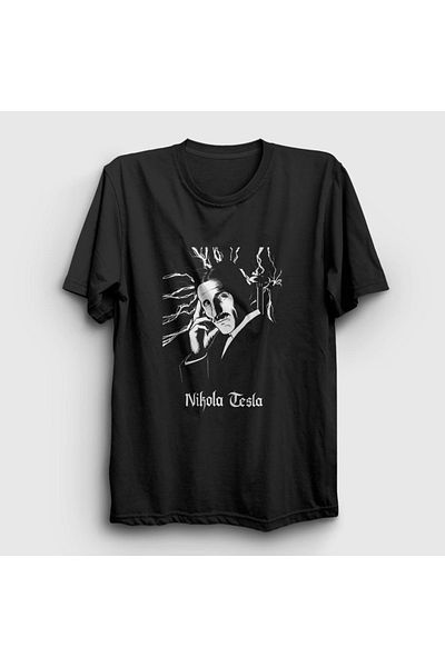 Presmono Μπλουζάκι Unisex Black Electric Current Scientist Nikola Tesla 332193 ττ
