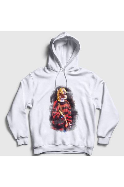 Presmono Φούτερ Nirvana Kurt Cobain Unisex Λευκή κουκούλα 36075tt
