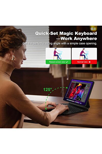 Fogy Apple Ipad (A16) 2025 Uyumlu Magic Touchpad RGB Işıklı Türkçe Q Klavyeli Kılıf