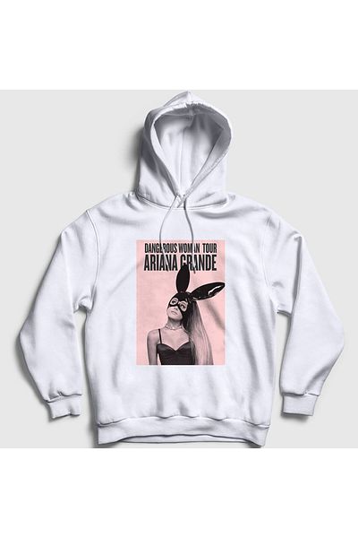 Presmono Φούτερ Ariana Grande Unisex με λευκή κουκούλα - Dangerous Woman 152357 ττ