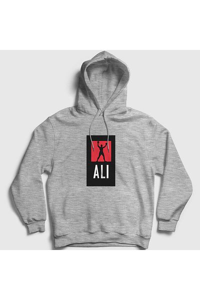 Presmono Φούτερ Unisex με κουκούλα Muhammad Ali Grey Victory - 231059 ττ