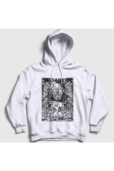 Presmono Φούτερ Time Megadeth Unisex Λευκή κουκούλα - 66218tt