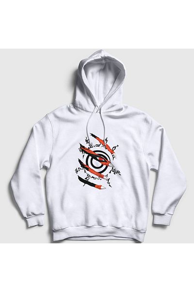 Presmono Φούτερ Naruto Unisex Λευκό Kyuubi με κουκούλα - 133827 ττ