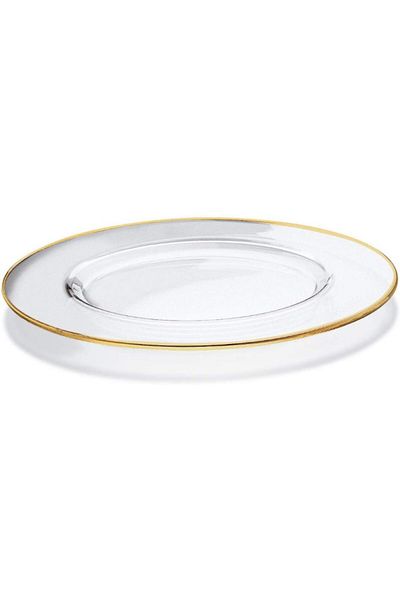 Vidivi 2-Piece Essenze High Definition Glass Charger Plate Set with Gold Rim 32cm