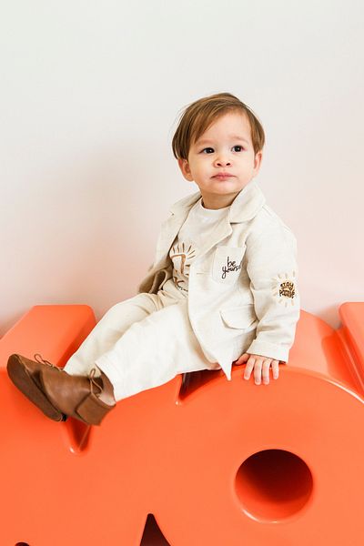 miabambim 3-Piece Beige Suit for Baby Boy - with Linen Jacket