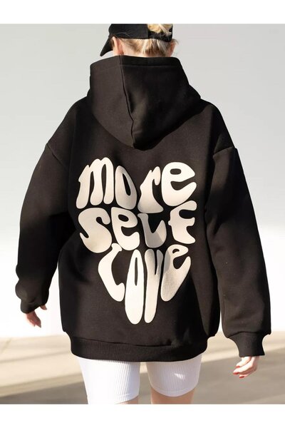 Cupla Μαύρο φούτερ Unisex "More Self Love".