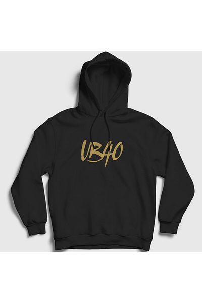 Presmono Унисекс суитшърт с качулка и лого Ub40, черен - 454360tt