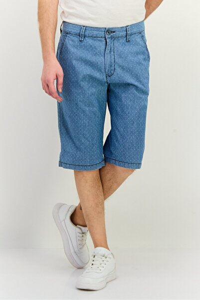 GAS Men Allover Print Basic Shorts, Light Blue